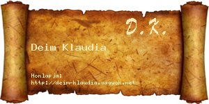 Deim Klaudia névjegykártya